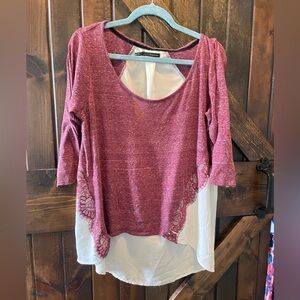 Maurices Burgundy Lace Accent Blouse